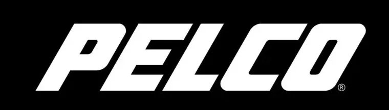 The word PELCO in large white letters on a black background.