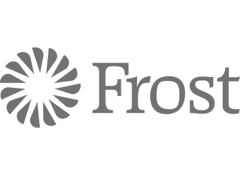 Gray logo with a flower-like design on the left and the word Frost on the right.