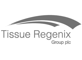 Gray logo with curved lines and text reading "Tissue Regenix Group plc".