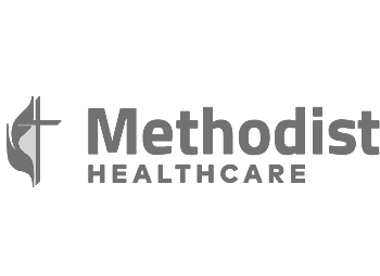 Gray Methodist Healthcare logo on white background.