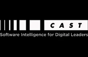 Black background with white text and rectangles reading CAST and Software Intelligence for Digital Leaders.